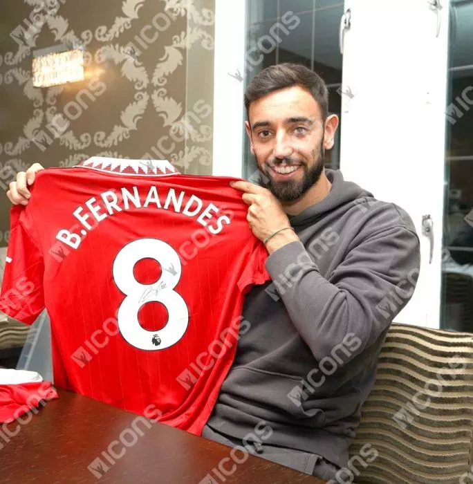 Icons Bruno Fernandes Back Signed Manchester United 2022-23 Home Shirt