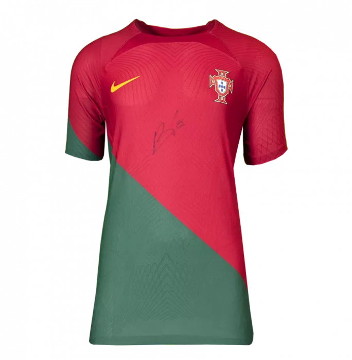 Icons Bruno Fernandes Front Signed Authentic Portugal 2022 Home Shirt In Hero Frame: Option 1