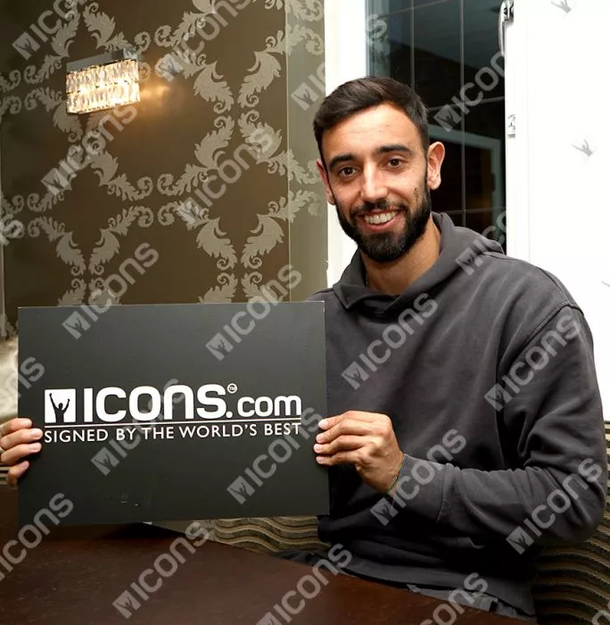 Icons Bruno Fernandes Front Signed Authentic Portugal 2022 Home Shirt In Hero Frame: Option 1