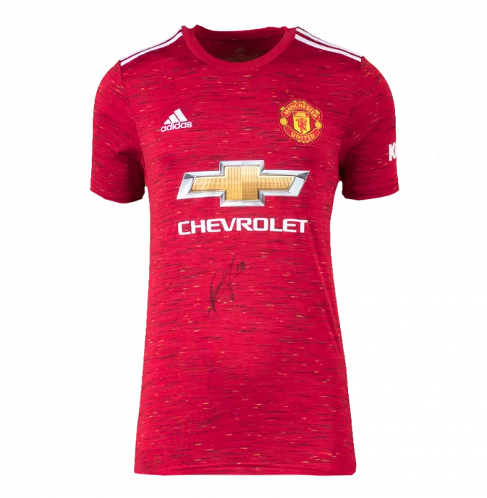 Icons Bruno Fernandes Front Signed Manchester United 2020-21 Home Shirt In Hero Frame: Option 1