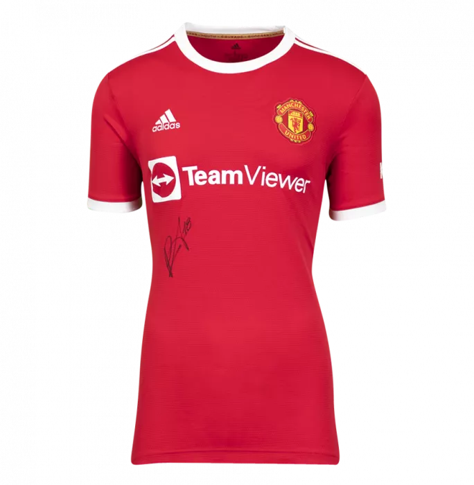 Icons Bruno Fernandes Front Signed Manchester United 2021-22 Home Shirt In Hero Frame: Option 1