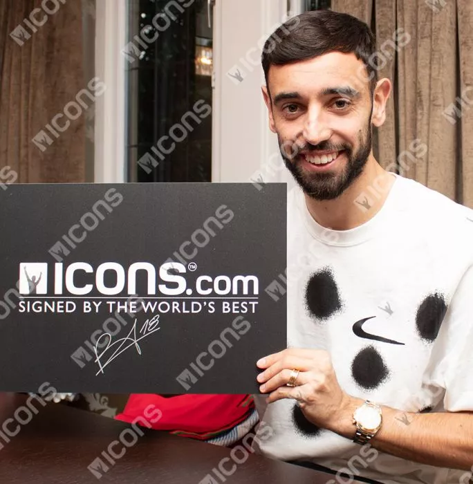 Icons Bruno Fernandes Front Signed Portugal 2020-21 Home Shirt In Deluxe Packaging