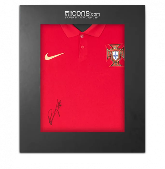 icons Bruno Fernandes Front Signed Portugal 2020-21 Home Shirt In Deluxe Packaging