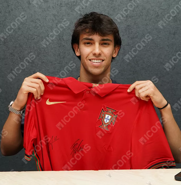 Icons Bruno Fernandes & Joao Felix Signed Portugal 2020-21 Home Shirt: Fernandes "11" Edition