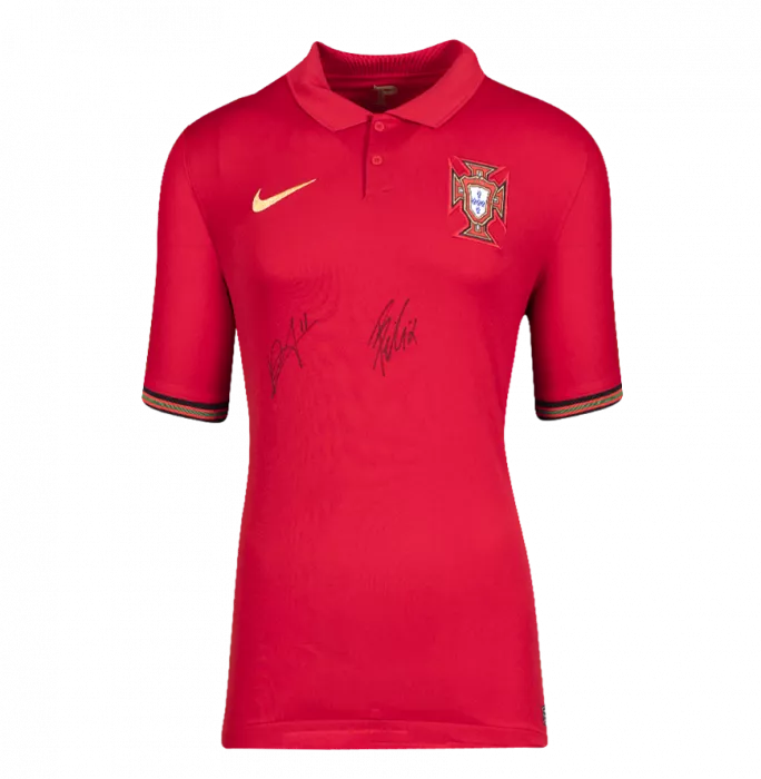 icons Bruno Fernandes & Joao Felix Signed Portugal 2020-21 Home Shirt: Fernandes "11" Edition
