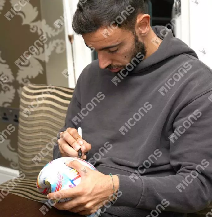 Icons Bruno Fernandes Official 2022 FIFA World Cup™ Signed Football In Acrylic Case