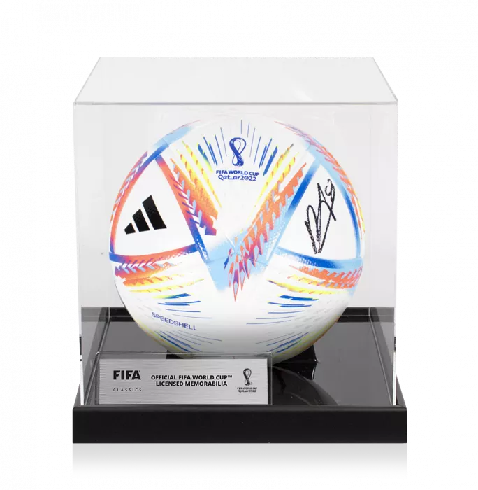 icons Bruno Fernandes Official 2022 FIFA World Cup™ Signed Football In Acrylic Case