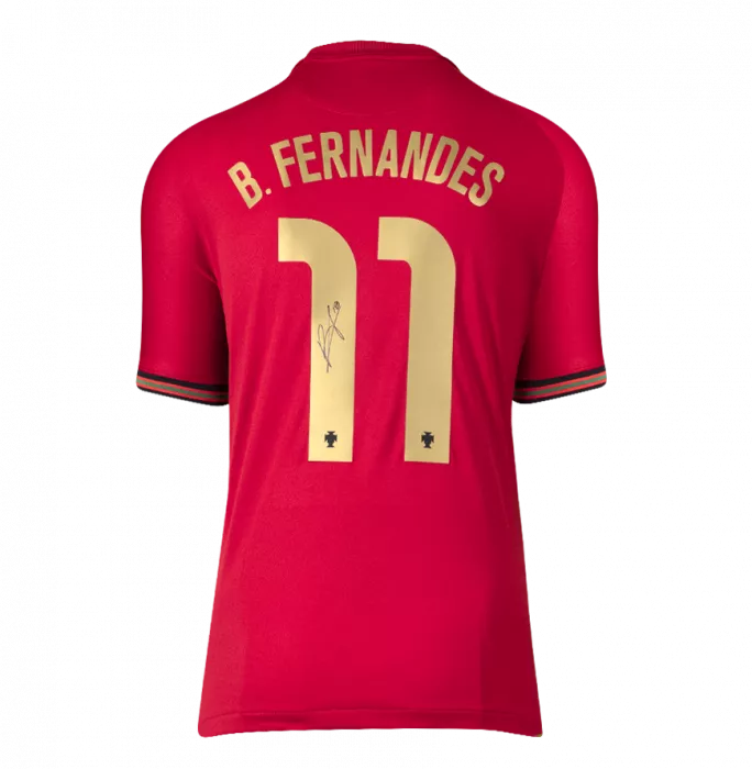 Icons Bruno Fernandes Official FIFA World Cup™ Back Signed And Hero Framed Portugal 2020-21 Home Shirt