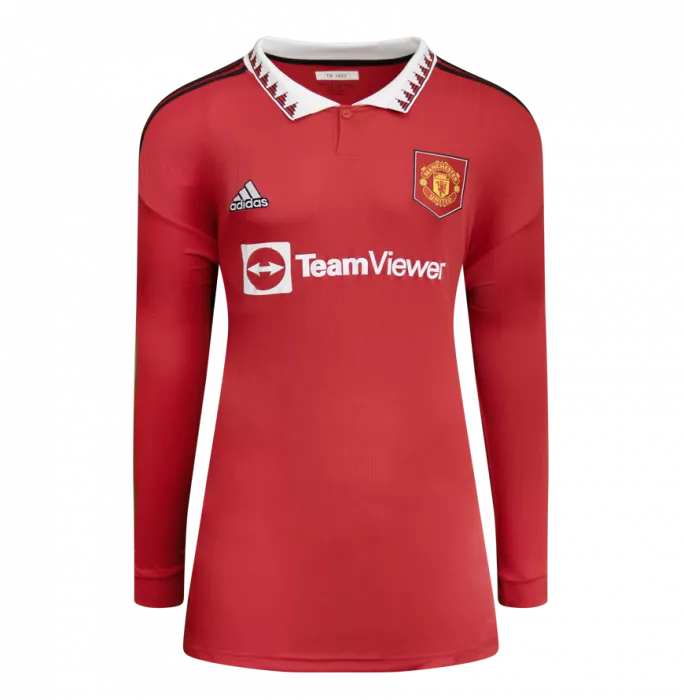 Icons Bruno Fernandes Official UEFA Champions League Back Signed And Framed Manchester United 2022-23 Home Shirt