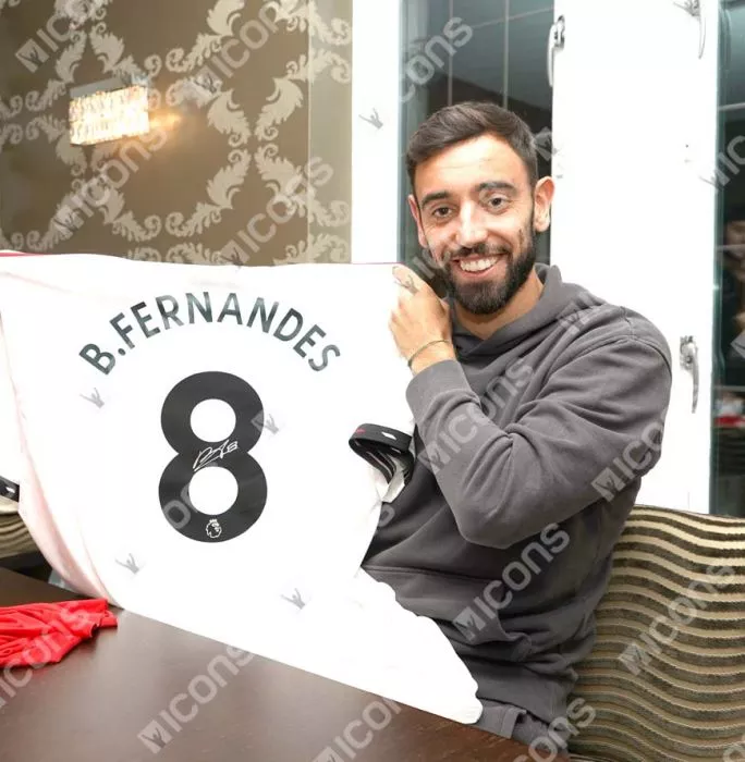Icons Bruno Fernandes Official UEFA Europa League Back Signed Manchester United 2022-23 Away Shirt
