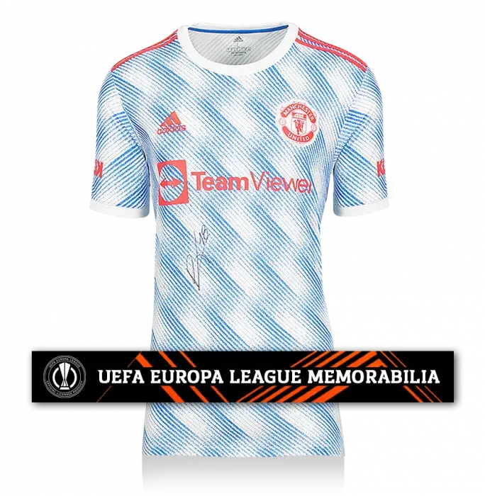 icons Bruno Fernandes Official UEFA Europa League Front Signed Manchester United 2021-22 Away Shirt