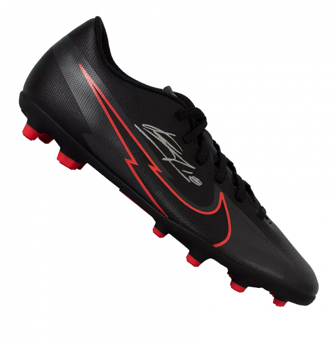 icons Bruno Fernandes Signed Black and Red Nike Vapor Boot