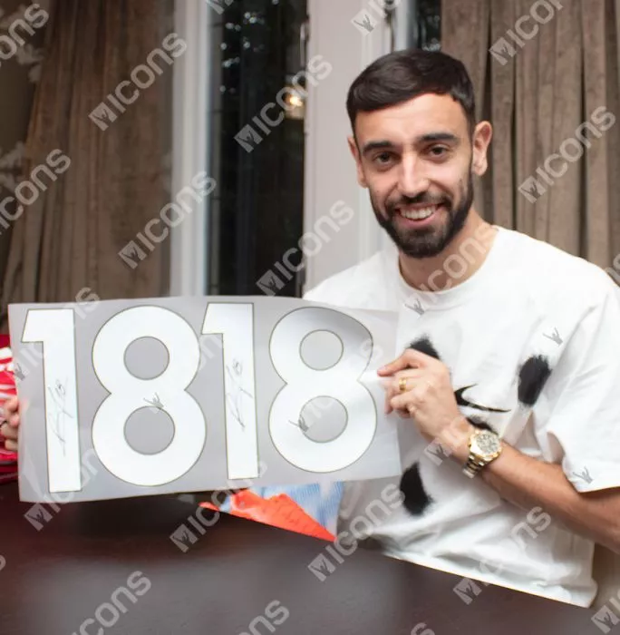 Icons Bruno Fernandes Signed Manchester United 2021-22 Home Shirt With Fan Style Numbers