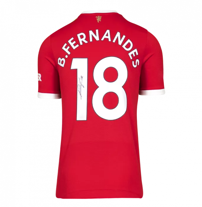 icons Bruno Fernandes Signed Manchester United 2021-22 Home Shirt With Fan Style Numbers