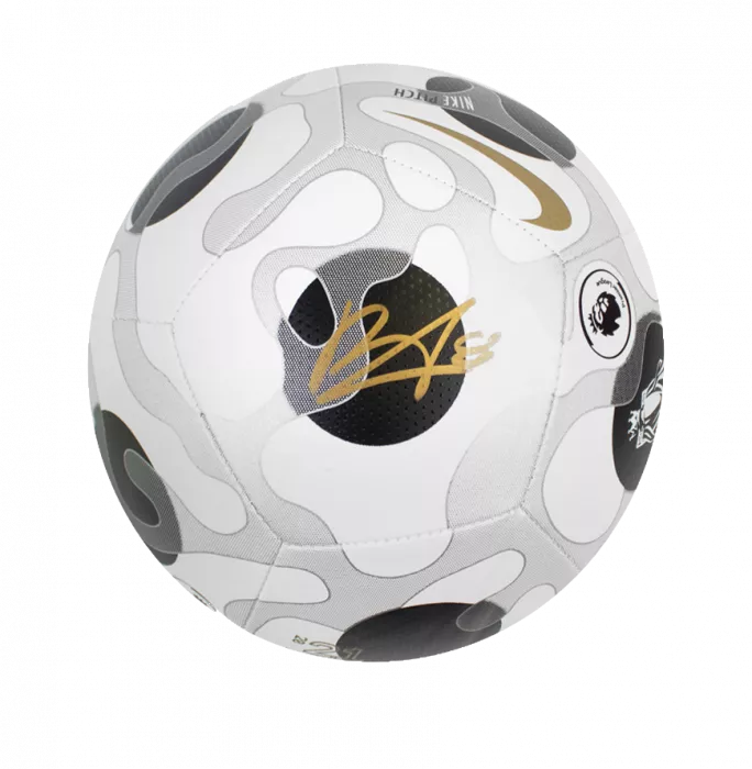 Icons Bruno Fernandes Signed Nike Premier League Pitch Football In Acrylic Case