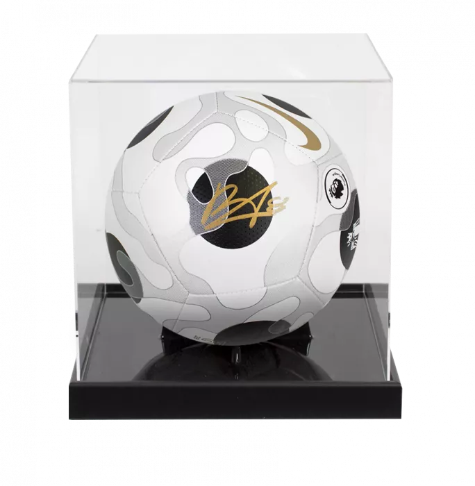 icons Bruno Fernandes Signed Nike Premier League Pitch Football In Acrylic Case
