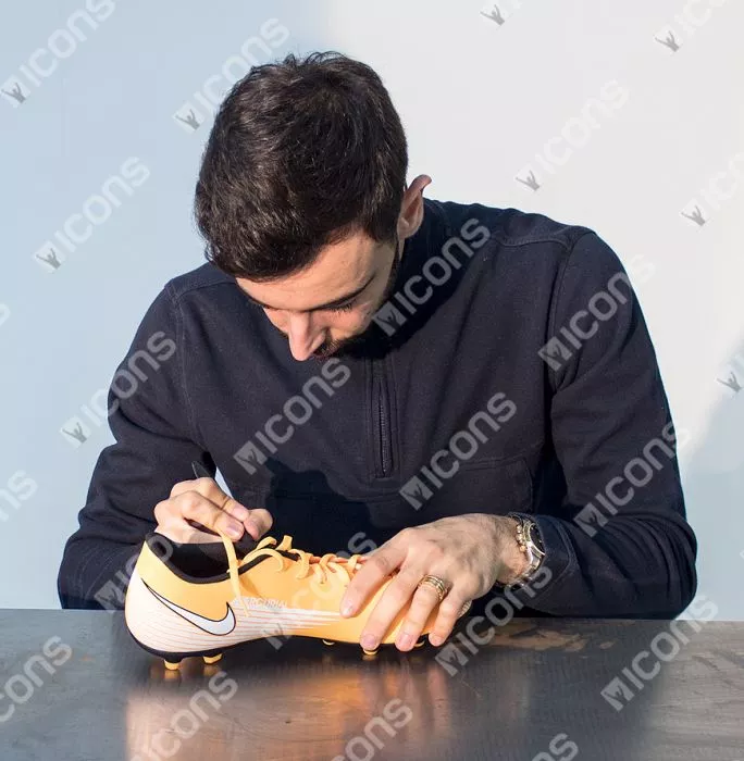 Icons Bruno Fernandes Signed Orange And White Mercurial Vapor Boot