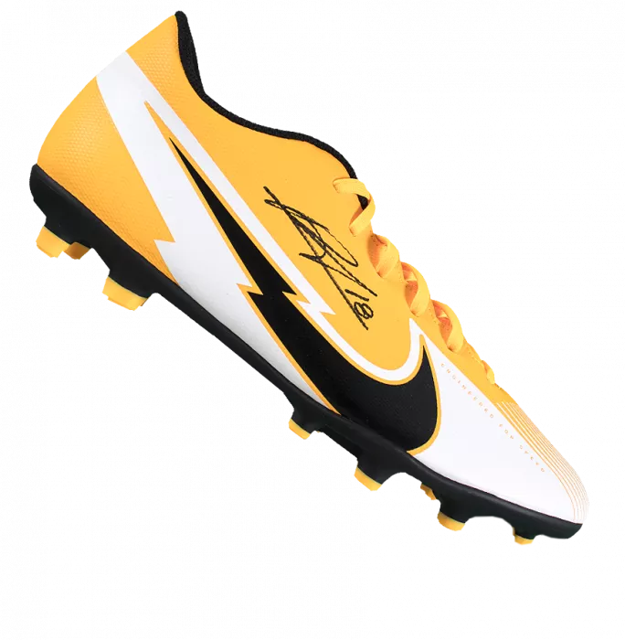 icons Bruno Fernandes Signed Orange and White Mercurial Vapor Boot