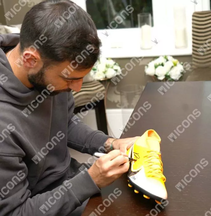 Icons Bruno Fernandes Signed Orange & White Nike Boot
