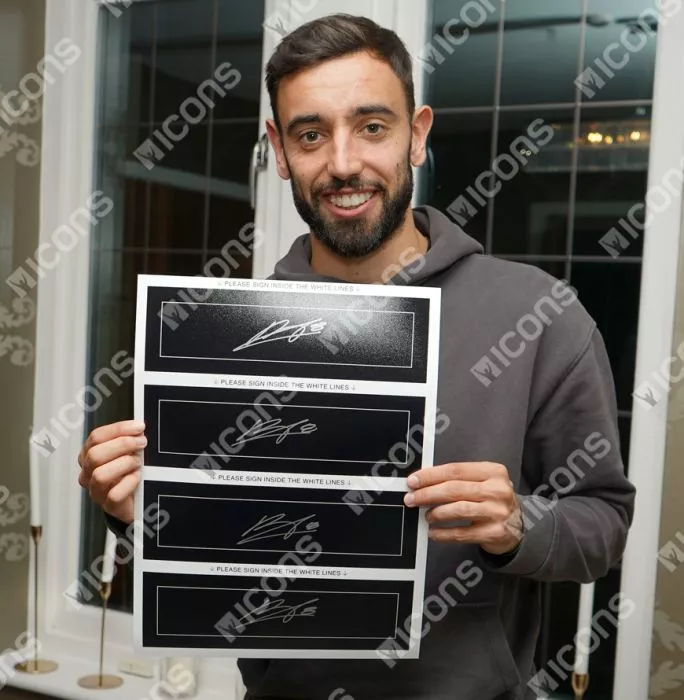 Icons Bruno Fernandes Signed Plaque And Photo Frame: 2025 UEFA Europa League Finalist