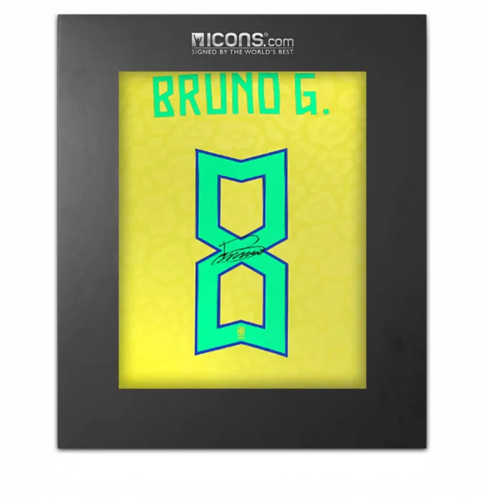 icons Bruno Guimarães Back Signed Brazil 2022 Home Shirt In Deluxe Packaging