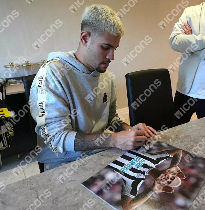 Icons Bruno Guimarães Signed Newcastle United Photo In Black Wooden Frame: Geordie Legend