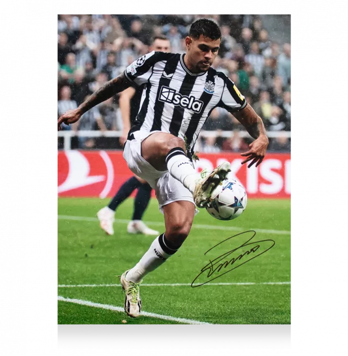 Icons Bruno Guimarães Signed Newcastle United Photo In Black Wooden Frame: UEFA Champions League
