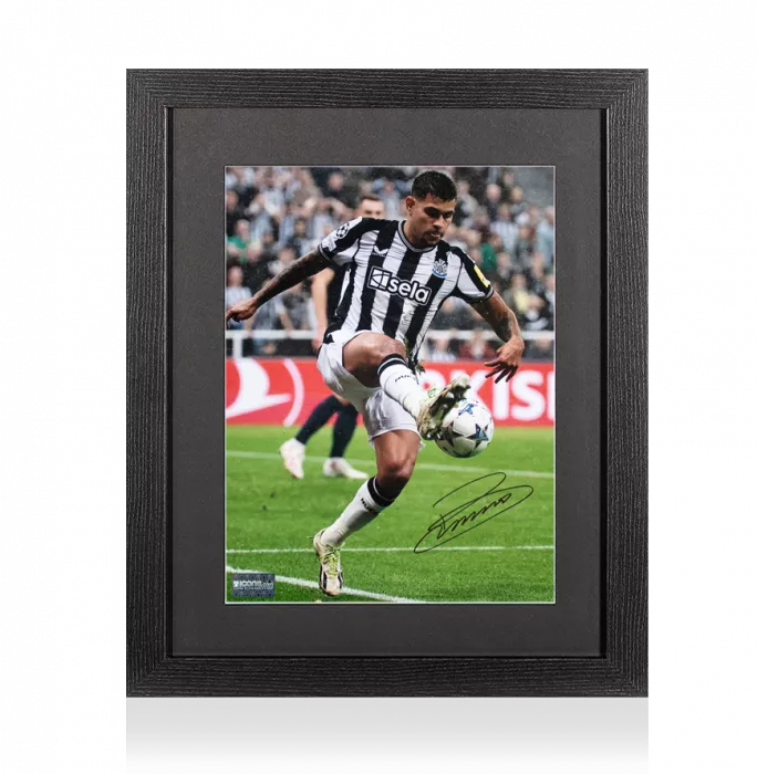 icons Bruno Guimarães Signed Newcastle United Photo In Black Wooden Frame: UEFA Champions League