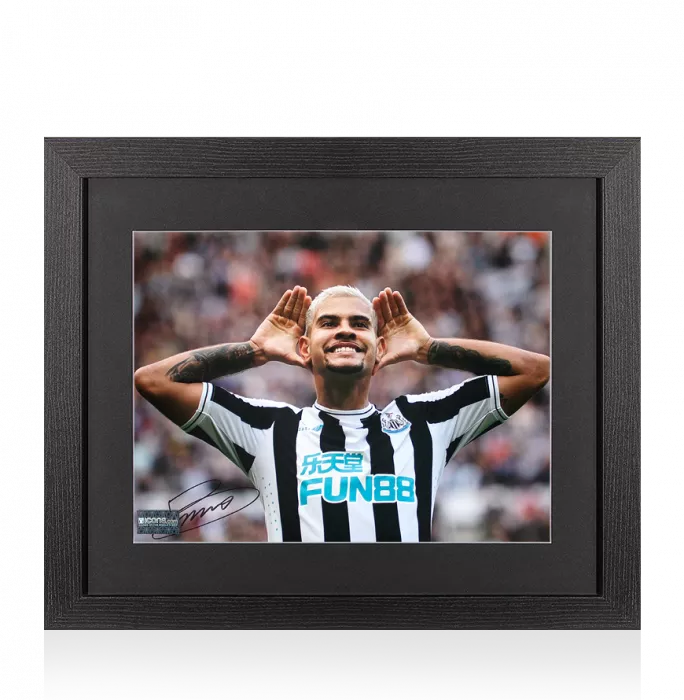 icons Bruno Guimarães Signed Newcastle United Photo In Black Wooden Frame: Geordie Legend