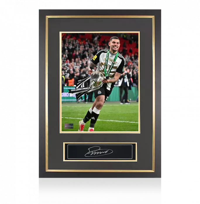 icons Bruno Guimaraes Signed Plaque and Photo Frame: 2025 Carabao Cup Winner