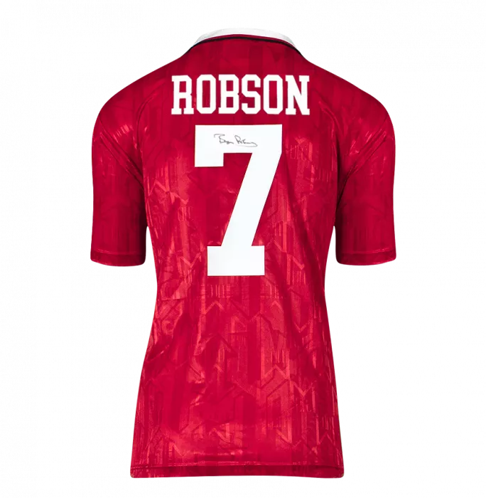 Icons Bryan Robson Back Signed Manchester United 1994 Home Shirt In Deluxe Packaging
