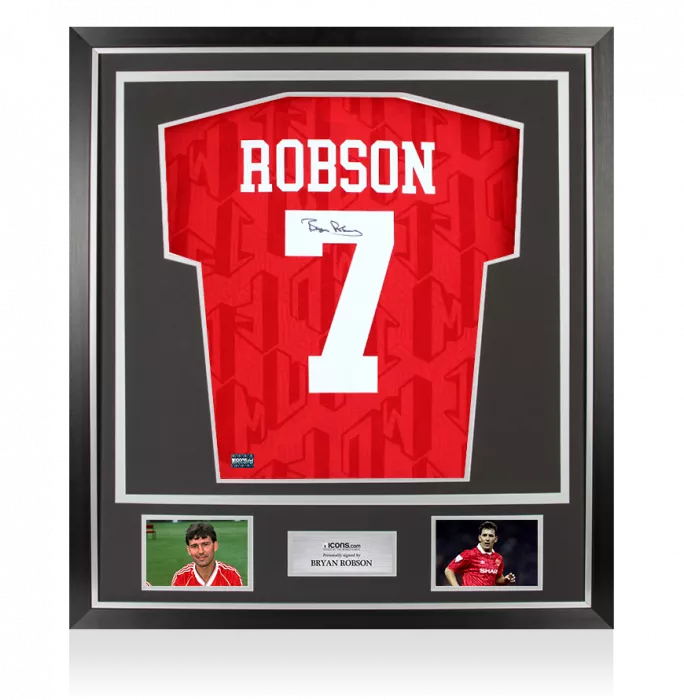 icons Bryan Robson Back Signed Manchester United 1994 Home Shirt In Classic Frame