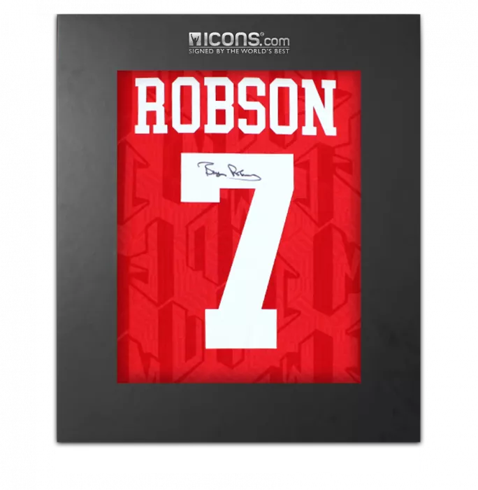 icons Bryan Robson Back Signed Manchester United 1994 Home Shirt In Deluxe Packaging