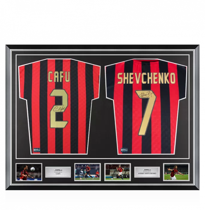icons Cafu & Andriy Shevchenko Signed AC Milan Shirts In Classic Dual Frame