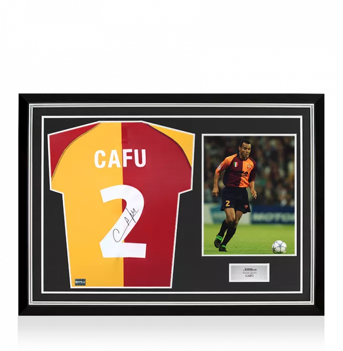 icons Cafu Back Signed AS Roma 2001-02 Shirt In Hero Frame: Option 1