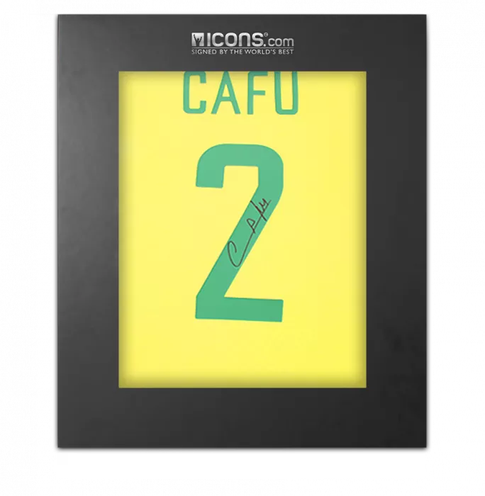 icons Cafu Back Signed Brazil 1970 Retro Home Shirt In Deluxe Packaging