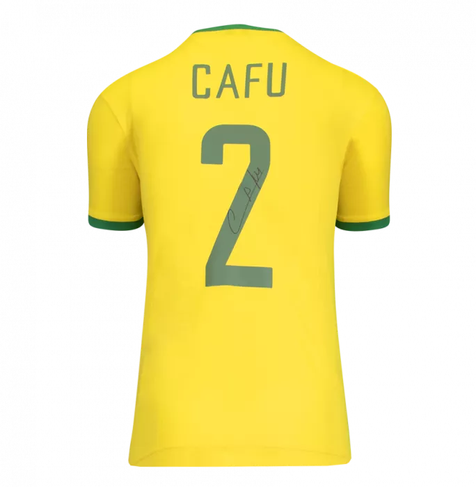 Icons Cafu Official 2002 FIFA World Cup™ Back Signed And Hero Framed Brazil Retro Shirt: 2002 FIFA World Cup Winning Captain Edition