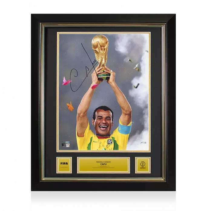 icons Cafu Official 2002 FIFA World Cup™ Signed and Framed Brazil Photo: 2002 Winner