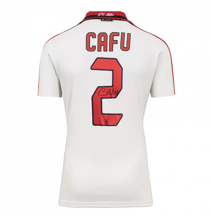 Icons Cafu Official UEFA Champions League Back Signed And Framed AC Milan 2005-06 Away Shirt