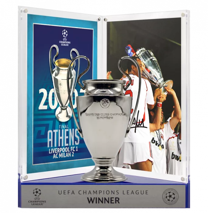 icons Cafu Official UEFA Champions League Signed 3D Mini Replica Trophy on Stand: 2007 Winner