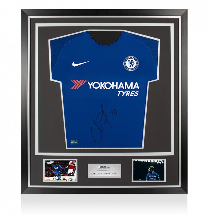 icons Callum Hudson-Odoi Front Signed Chelsea 2017-18 Home Shirt In Classic Frame