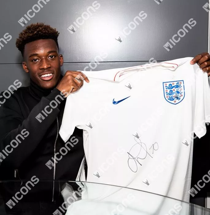 Icons Callum Hudson-Odoi Front Signed England 2018 Home Shirt