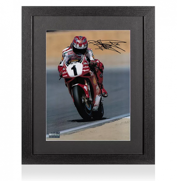 icons Carl Fogarty Signed Photo In Black Wooden Frame: King Of The Track