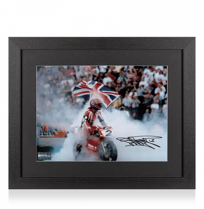 Icons Carl Fogarty Signed Photo In Black Wooden Frame: World Superbike Champion