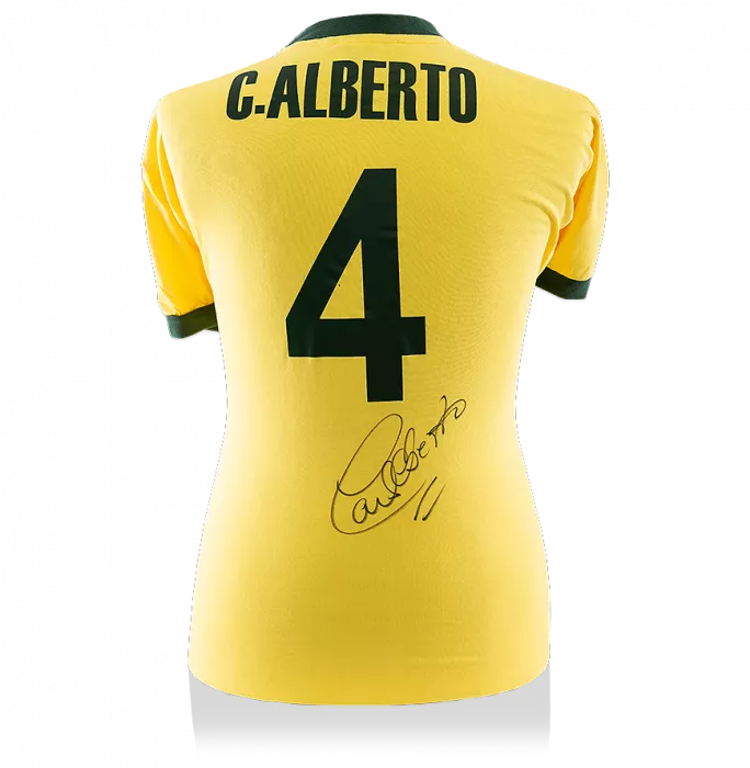 Icons Carlos Alberto Back Signed Retro Brazil Home Shirt