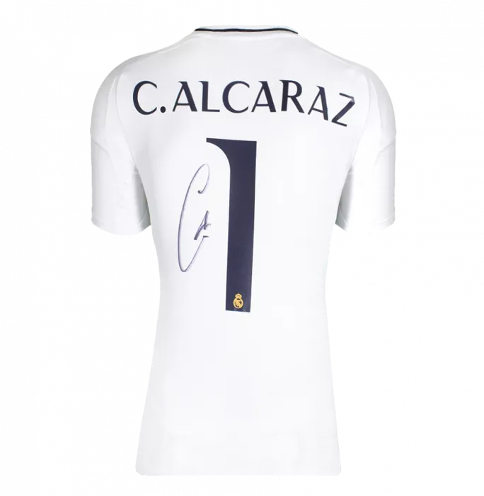 Icons Carlos Alcaraz Back Signed Real Madrid 2024-25 Home Shirt In Deluxe Packaging
