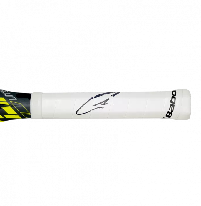 Icons Carlos Alcaraz Signed And Framed Black And Yellow Babolat Pure Aero Tennis Racket