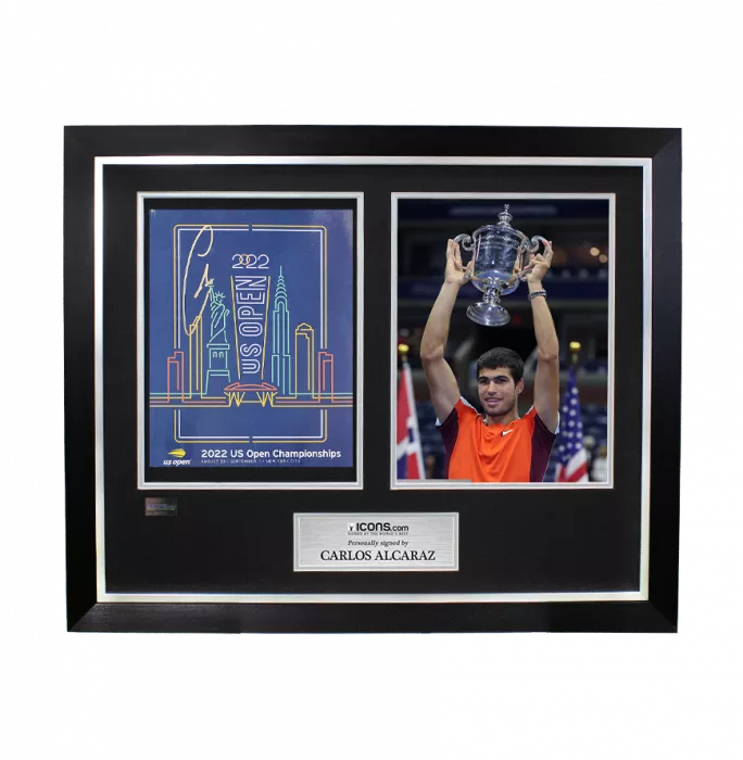 Icons Carlos Alcaraz Signed And Framed Magazine: 2022 US Open Championships