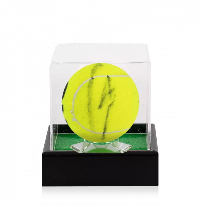 icons Carlos Alcaraz Signed Dunlop Australian Open Tennis Ball In Acrylic Case
