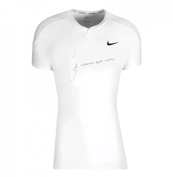 Icons Carlos Alcaraz Signed Nike Advantage Slam T-Shirt - "Channel Slam Status" Inscription In Hero Frame: Option 1